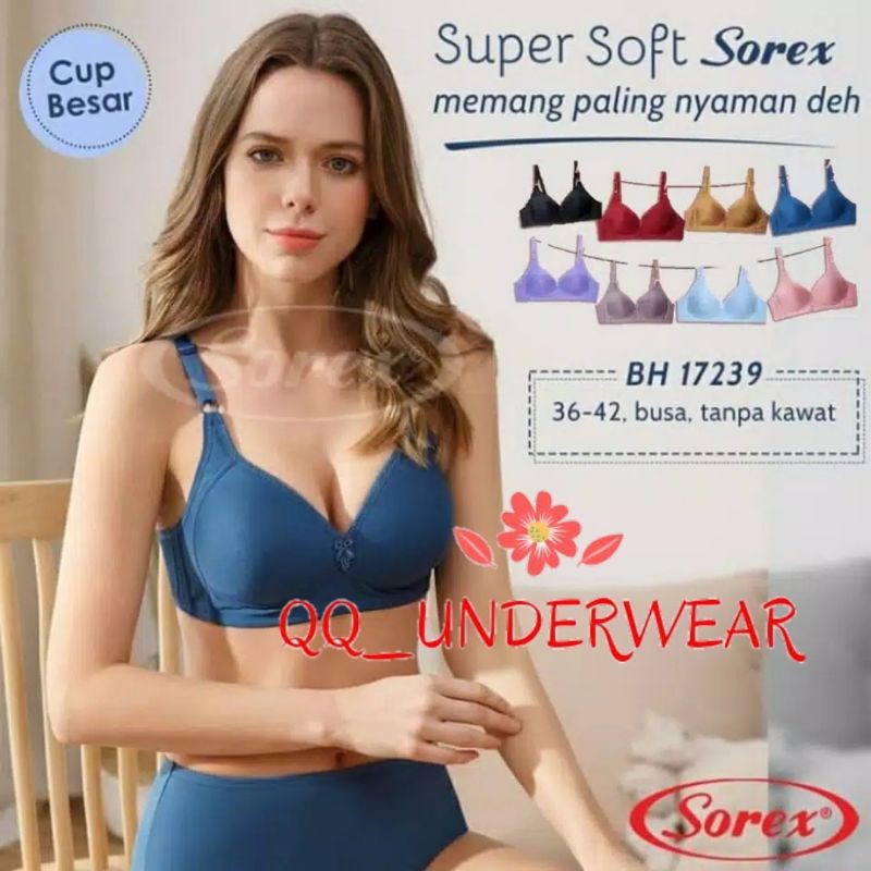 Bra Sorex 17239 / Bh Sorex Tanpa Kawat Cup Besar Kait 3 Super Soft / Bh Sorex 17239 / Bra Sorex 17239