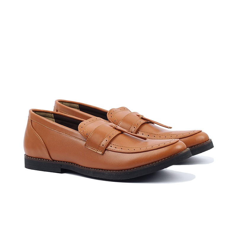 Pietra Brown | Sepatu Coklat Tanpa Tali Loafers Pria Casual Kerja Formal Kantor Laki | Giant FORIND