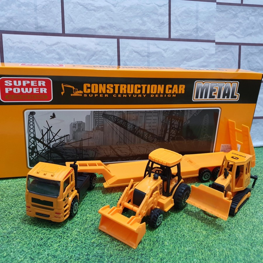 Diecast Set Contruction Alloy Mainan Miniatur Truck Buldozer Traktor