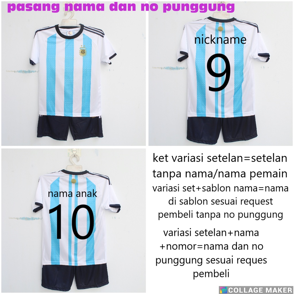 jersey setelan bo;a argentina/setelan baju bola argentina printing terbaru