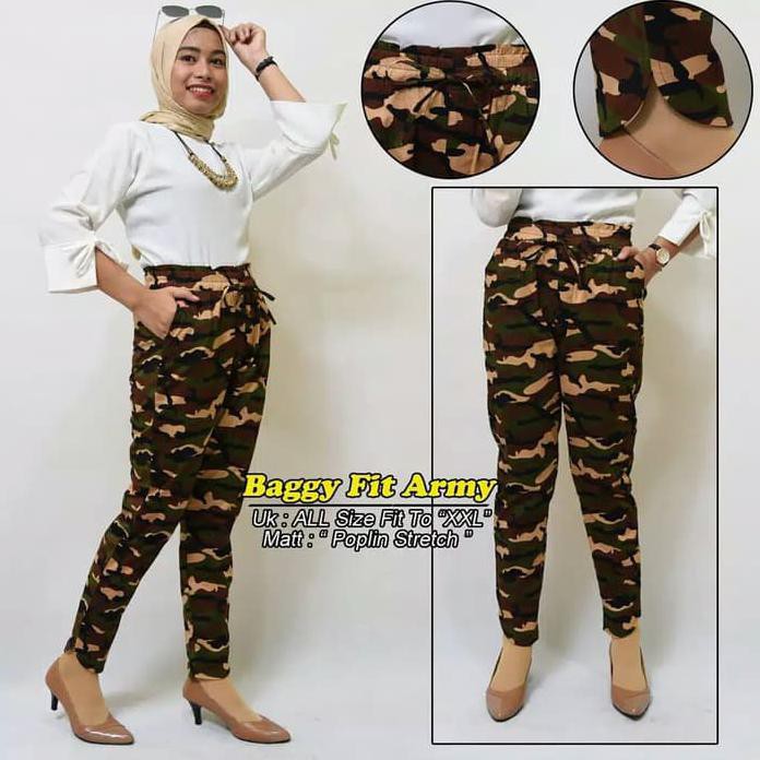 YASMIN_SHOP61 JUAL CELANA PANJANG ARMY / BAGGY PANTS ARMY / CELANA KULOT WANITA TERBARU - ARMY