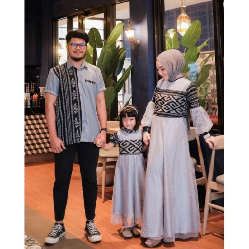 (READY STOCK) GAMIS SOVIA HITAM  set couple etnik baju kondangan baju pesta tenun nusantara