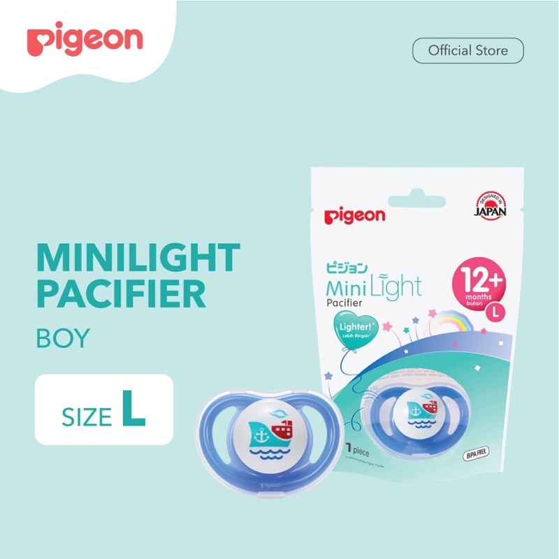 EMPENG PIGEON Minilight Pacifier Size S M L / step 1 / step 2 | step 3 Empeng Bayi & Mini Light 6+ M-Blue size L