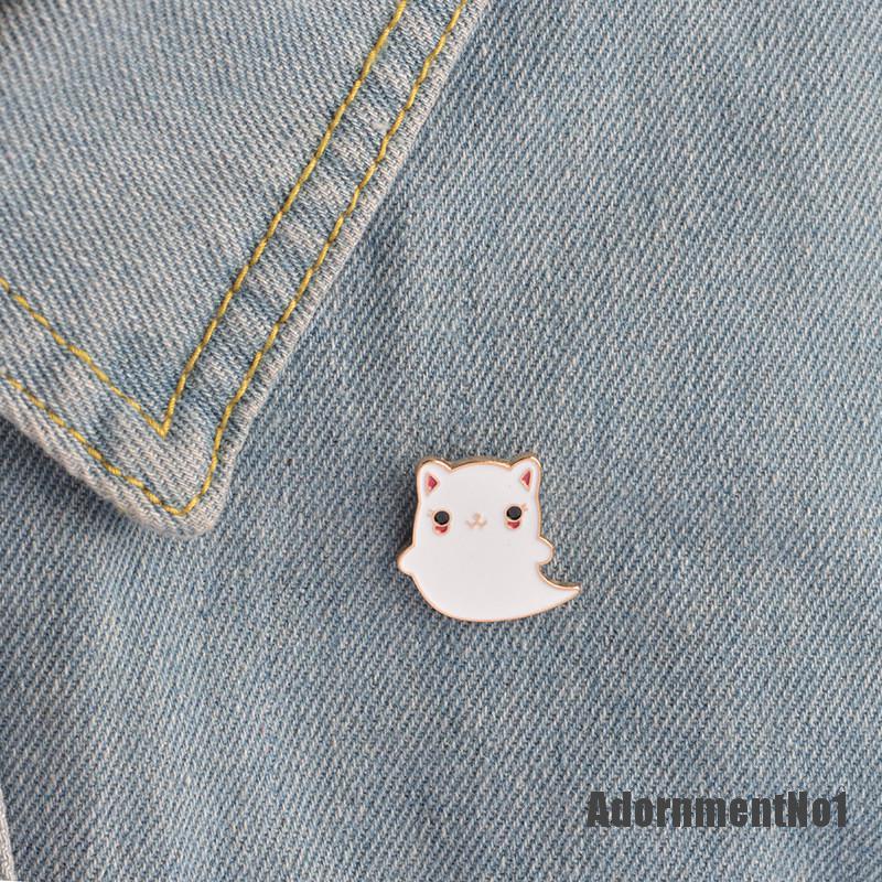 (Adornmentno1) 1pc Bros Pin Enamel Desain Kartun Kucing Hantu Lucu