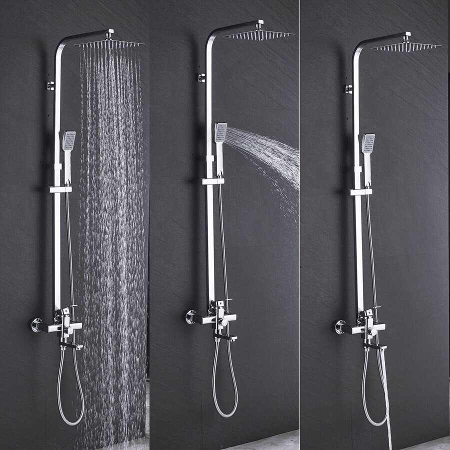 Shower Mandi Tekanan Tinggi 12 Rainfall Bathroom Shower Faucets Set Stainless Steel Shower Head Shopee Indonesia