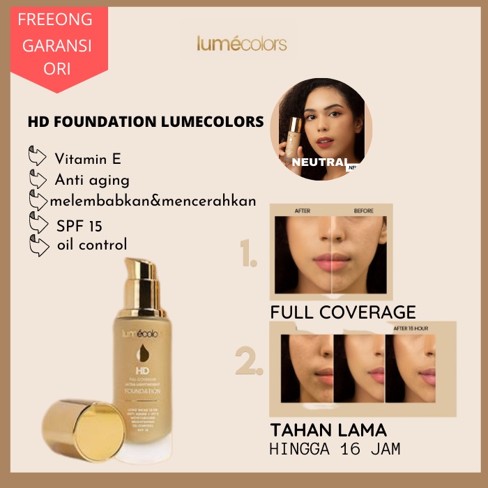Liquid Foundation Tahan Lama Hingga 16 Jam - Kosmetik Wajah by lumecolors - Neutral