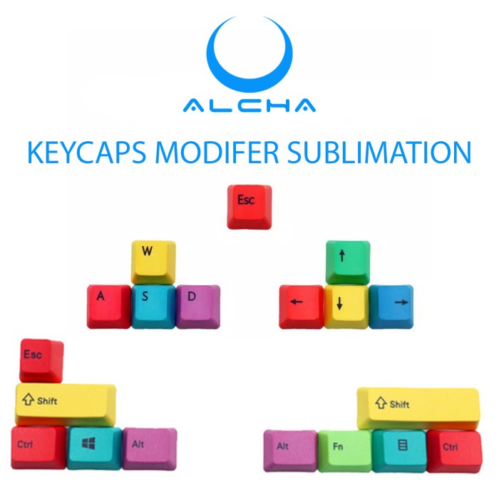 ALCHA KEYCAPS MODIFIER WASD ARROW SHIFT ESC CTRL ALT FN RGBY SUBLIM - RANDOM