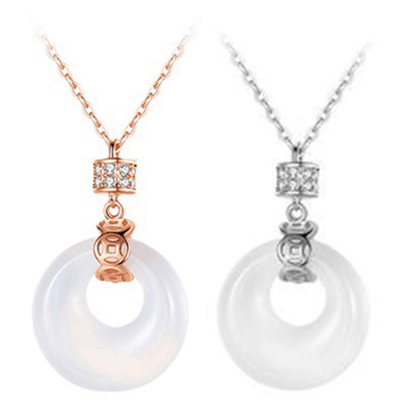 Kalung Rantai Klavikula Liontin Giok Hetian Alami Bahan S925 Sterling Silver Untuk Hadiah Perhiasan