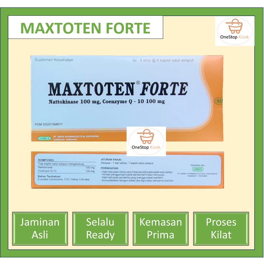 Maxtoten Forte - Isi 30 kaplet - Nattokinase dan Koenzim Q10