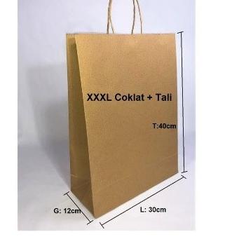 

Super Bahan (10 Pcs) Paperbag coklat tali XXXL