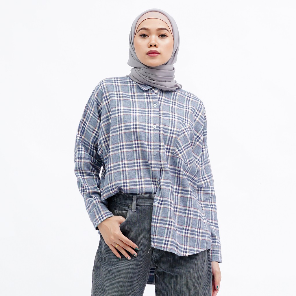 KEMEJA BOYFRIEND KOREA OVERSIZE OMBRE FLANEL PREMIUM SHIRT B341-Motif 8