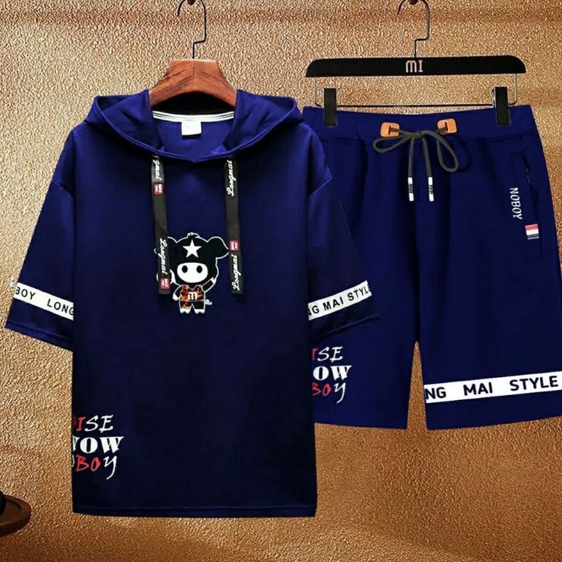 D_C STELAN PRIA WANITA T_SHIRT 1SET HOODIE PENDEK/CELANA PENDEK MI BOY