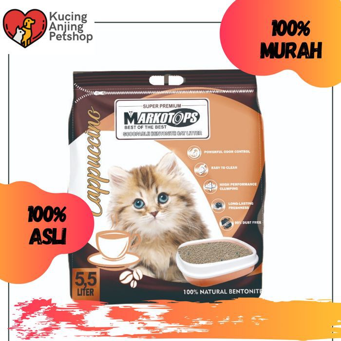 Pasir Kucing Markotop 5.5 Liter KOPI Cat Litter Pasir Gumpal Wangi
