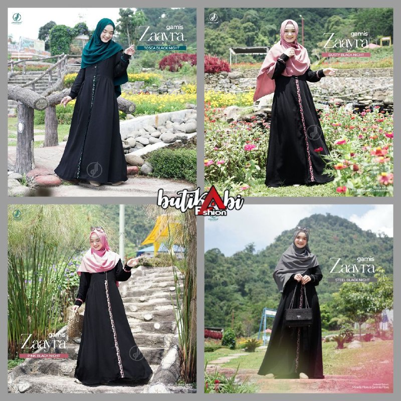 GAMIS ZAAYRA ALWA HIJAB DRESS WANITA DEWASA BLACK HITAM TERBARU BEST SELLER