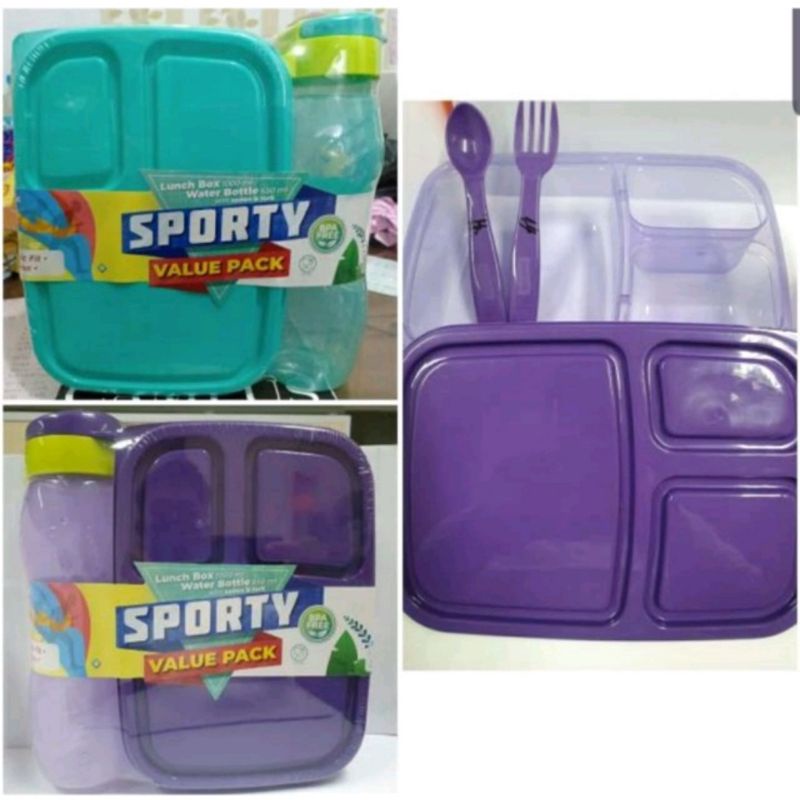 (Murah)COD Tempat Makan Plus Minum Sporty/Tempat Bekal Anak