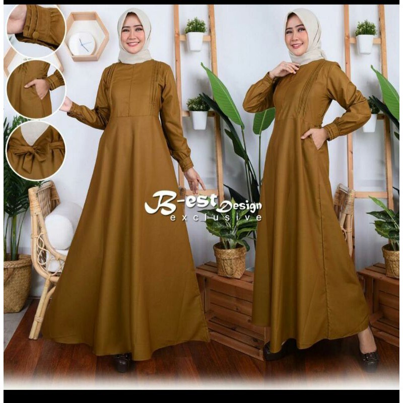 baju gamis wanita dress muslim terbaru GAMIS DINAS KEKI PNS GAMIS KHAKI GAMIS KEKI GAMIS PDH PEM baj