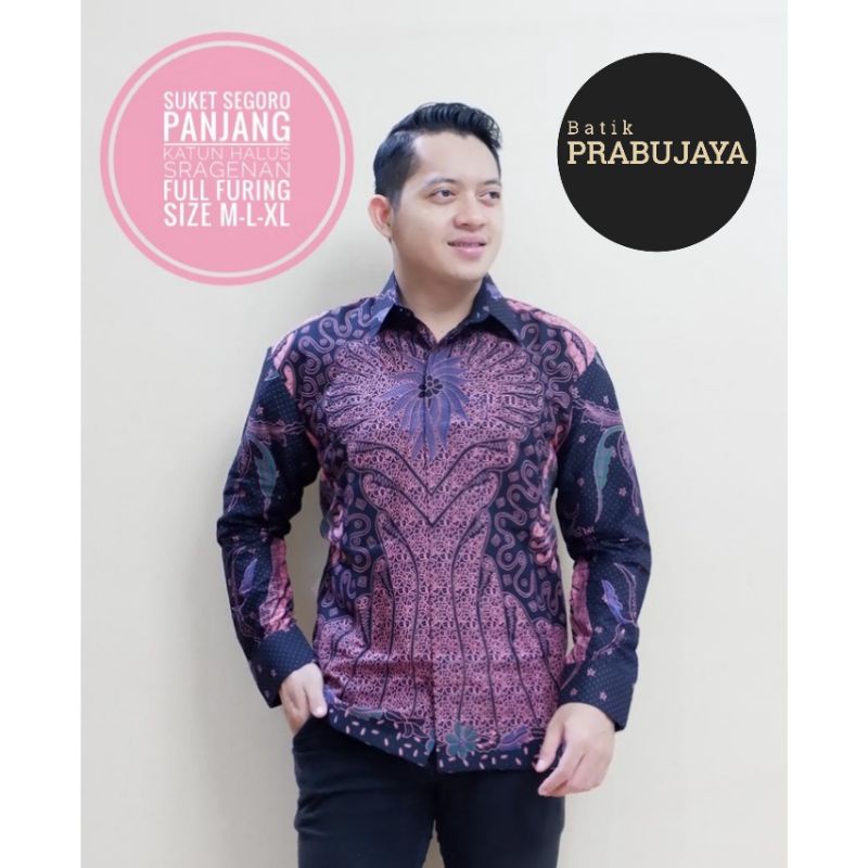 SUKET SEGORO Batik Pria Dewasa Anak Muda Modern Premium Lengan Panjang Lapis Furing Halus Tebal - Batik Kondangan Lamaran Pesta Kerja Kantoran Pria