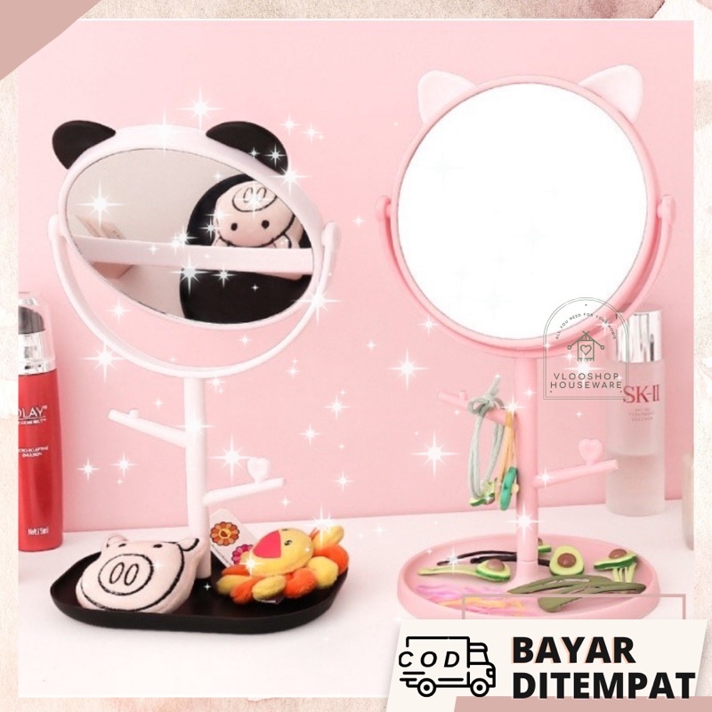 KACA MOTIF KUCING | STANDING MIROR | KACA MAKE UP | KACA MINI