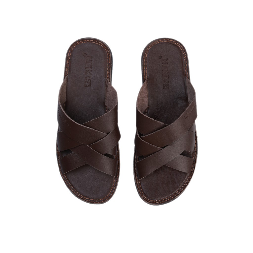 Sandal Pria Full Kulit asli 100% - Sendal Slop Terlaris Barlin Original - SM03