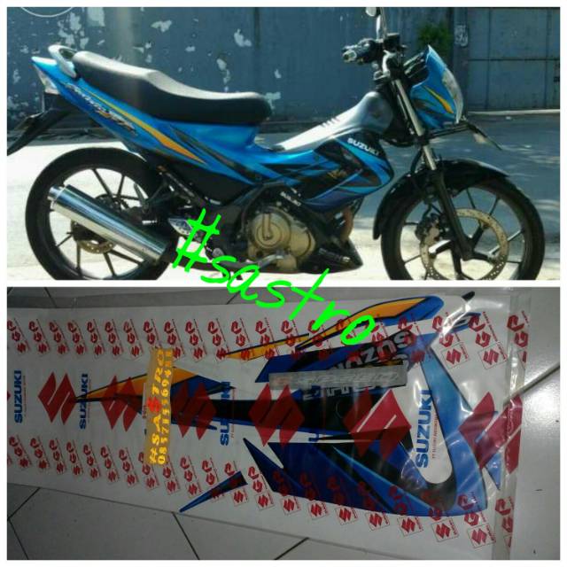 Striping sticker Stiker suzuki satria fu ckd biru hitam 2008 ori sgp