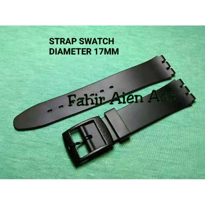 TALI JAM TANGAN SWATCH GENT 17MM SILICON STRAP HITAM TALI JAM GENT