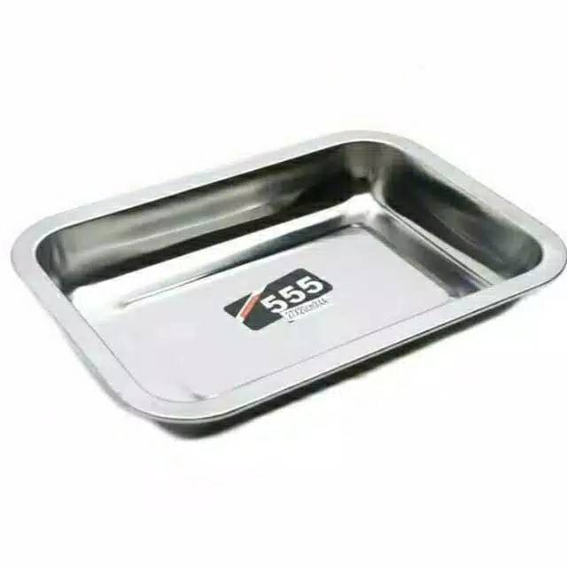 Nampan stainless persegi - Nampan baki stainless ukuran 27 x  20  Cm