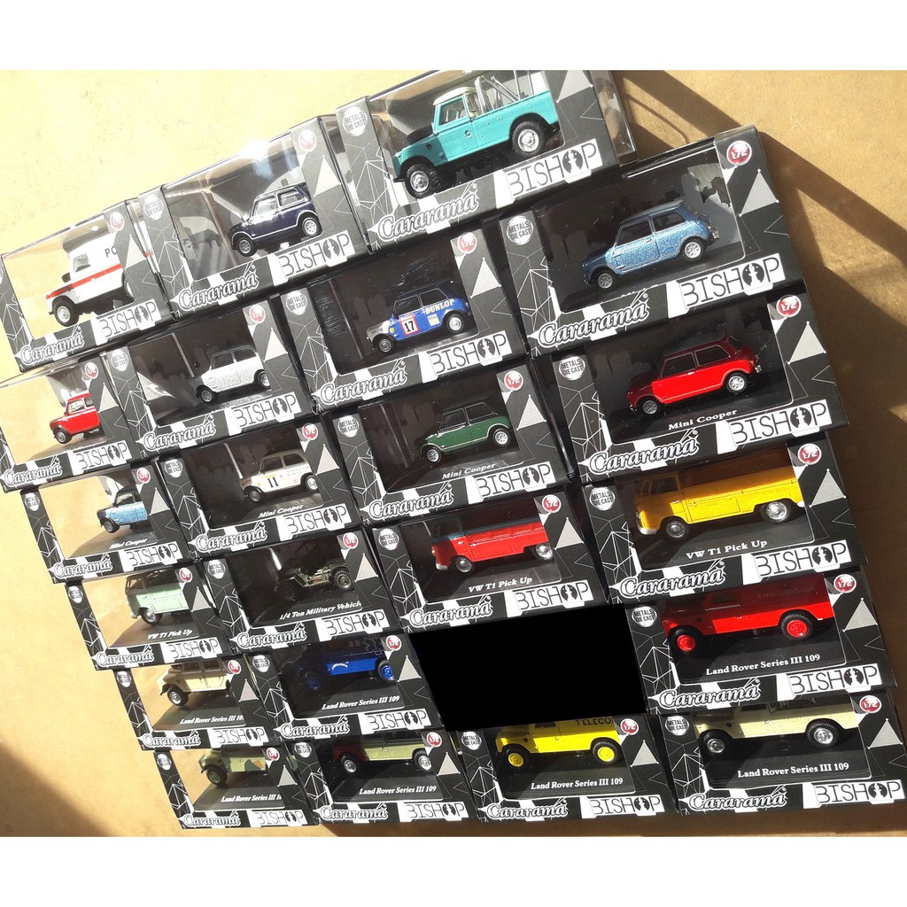 CARARAMA Skala 72 BISHOP EXCLUSIVE COMPLETE SET 22 Pcs - MORRIS. VW T2. WILLYS. LAND ROVER. JEEP