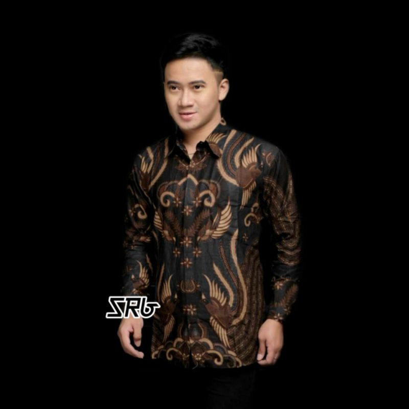 Agrapana Baju Batik Pria Lengan Panjang Batik Premium Modern Rajata size M L XL XXL-Iron man hitam