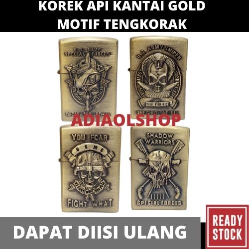 KOREK API KANTAI GOLD MOTIF TENGKORAK