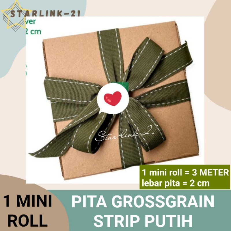 

[MINI ROLL] PITA GROSSGRAIN STRIP PUTIH | Pita Dekorasi Kado Hampers