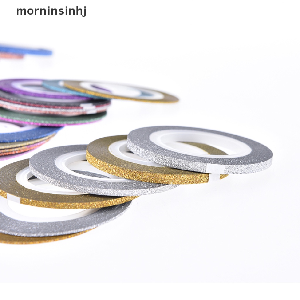 Mornin 14 Rol / Set Stiker Tape Garis 1 / 2 / 3mm Untuk Dekorasi Nail Art Diy