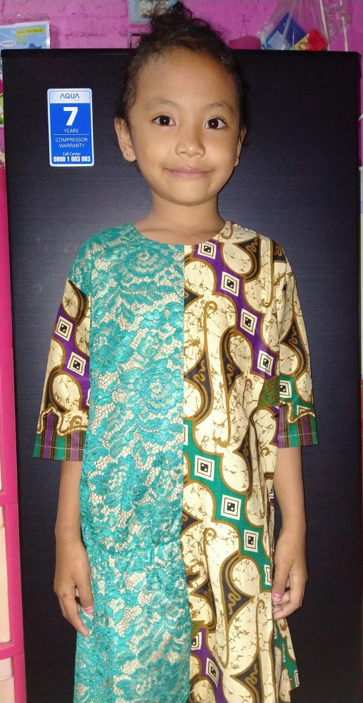 Tunik Batik Anak Brokat Toska Coklat Atasan Batik Anak Muslim Atasan Blus Batik Anak Cantik Unik