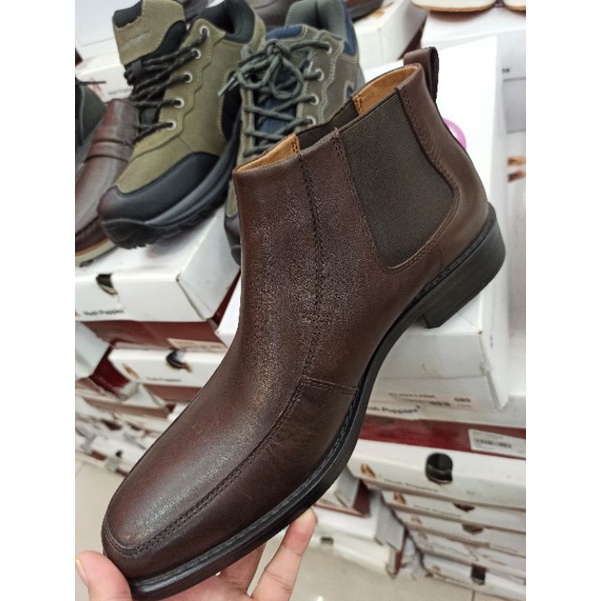 sepatu boots pria coklat hush puppies original