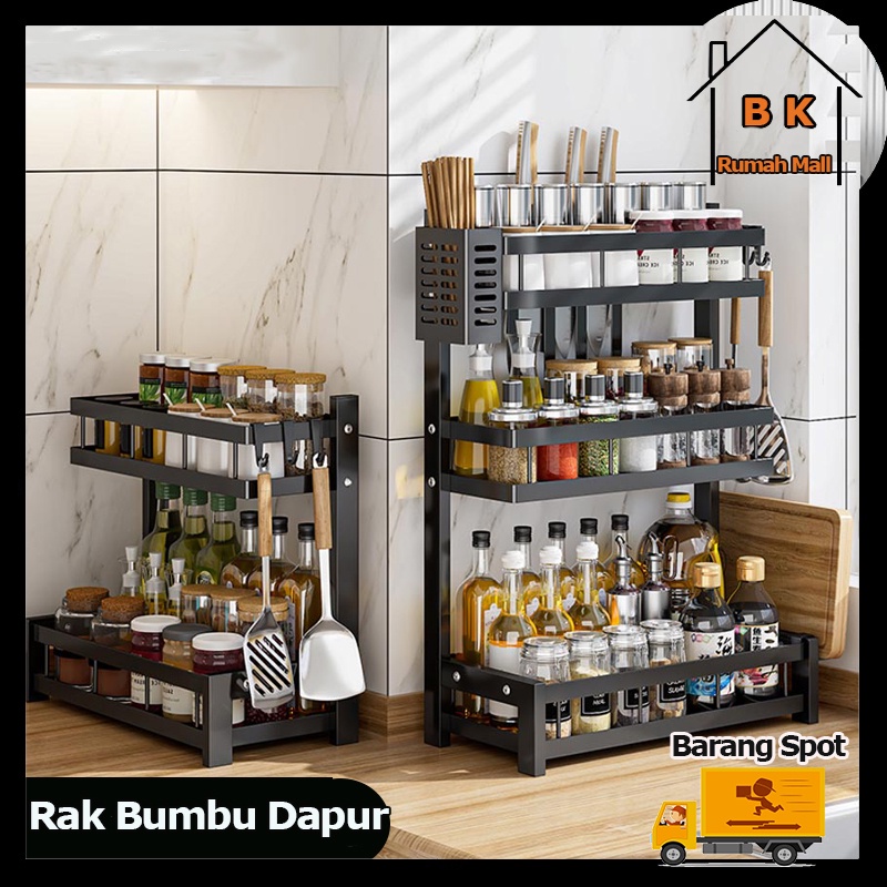 Rak Bumbu Dapur Stainless Steel Rak Bumbu Rak Dapur Serbaguna Rak Botol Bumbu
