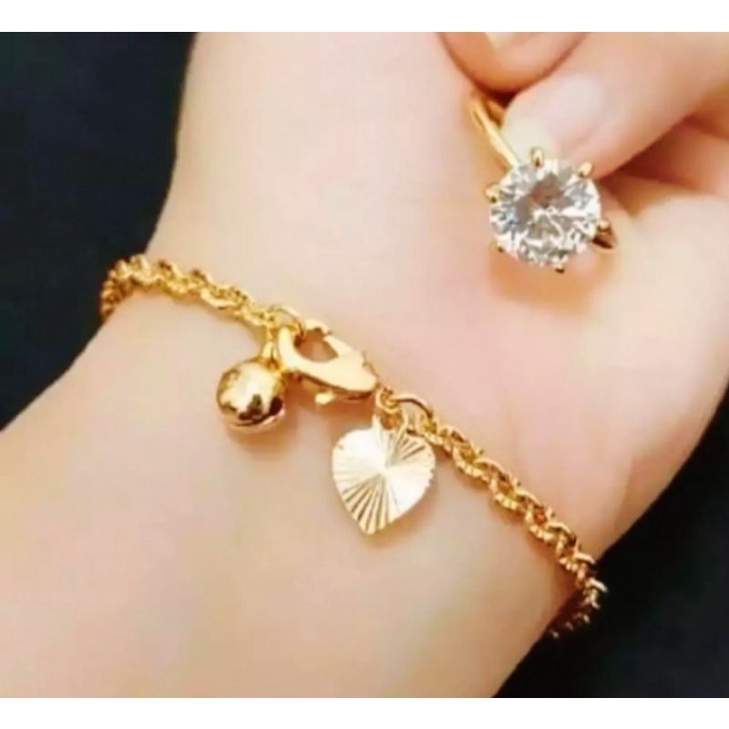 GELANG TANGAN TITANIUM WANITA NORI CANTIK FREE CINCIN LAPIS EMAS 22 K ANTI KARAT