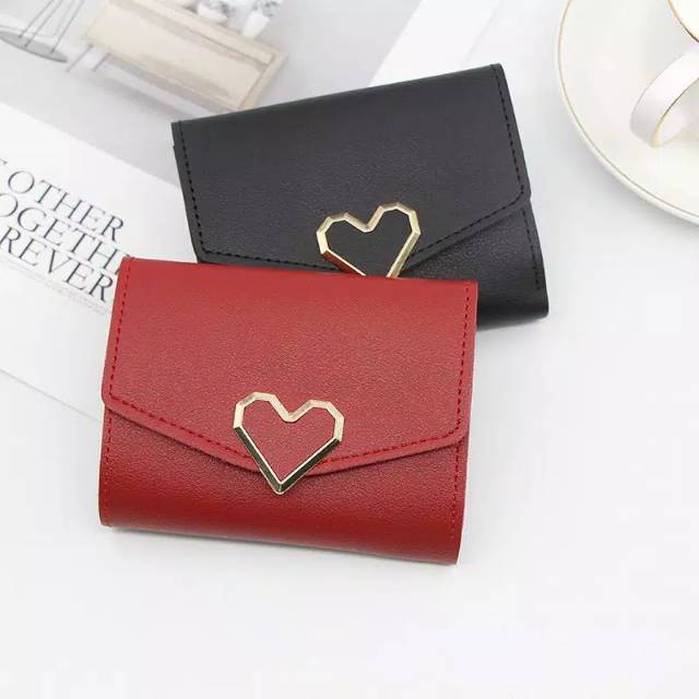 SC✌ DL065 Dompet Wanita kartu koin Mini LOVE Fashion Wanita Kekinian Dompet Wanita Murah Import-7