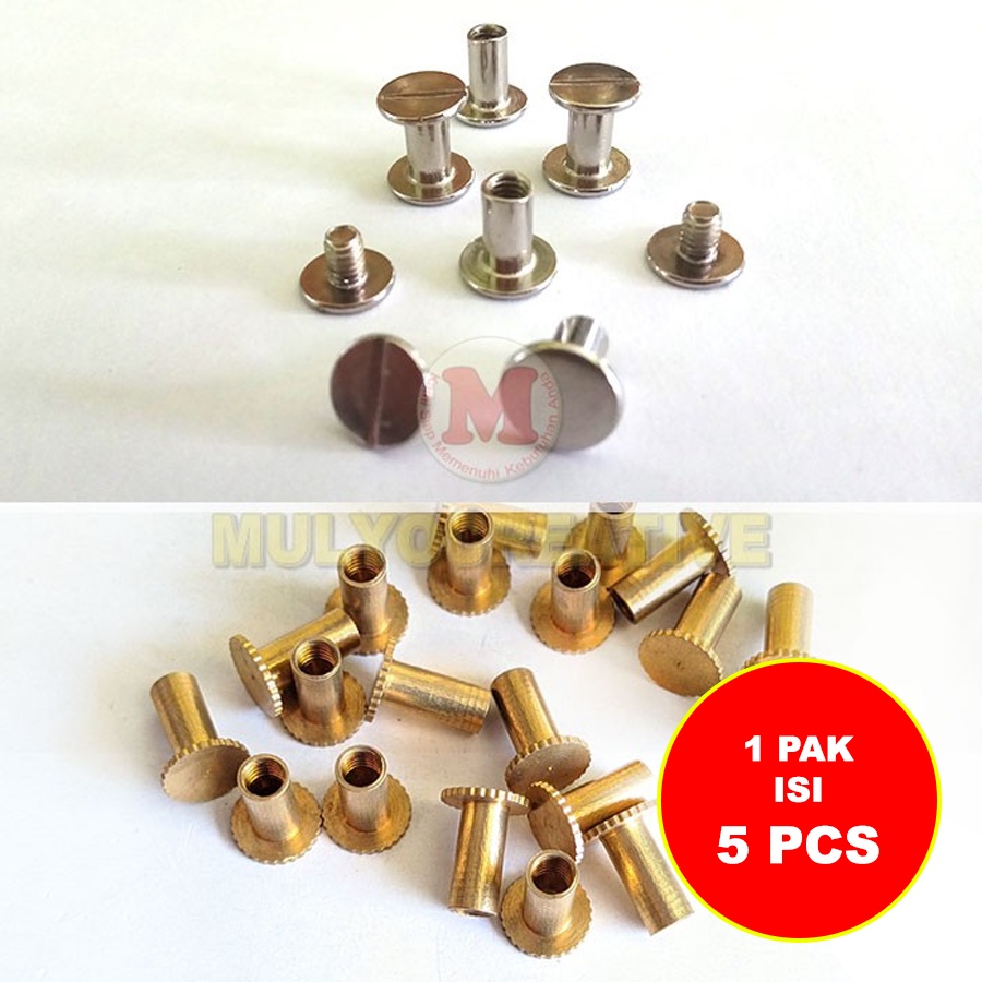 Mur Baut Sabuk Kulit Ukuran 9mm - Baut Jilid Buku 0.9 Cm