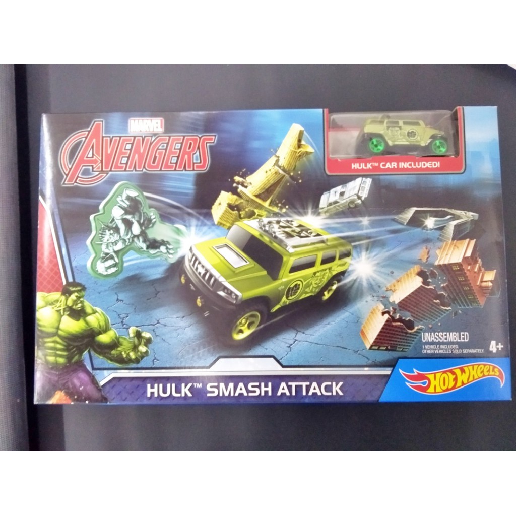 Hot Wheels Marvel Avengers Iron Man Armor up Launcher Hulk Smash Attack Track Lintasan Super Hero