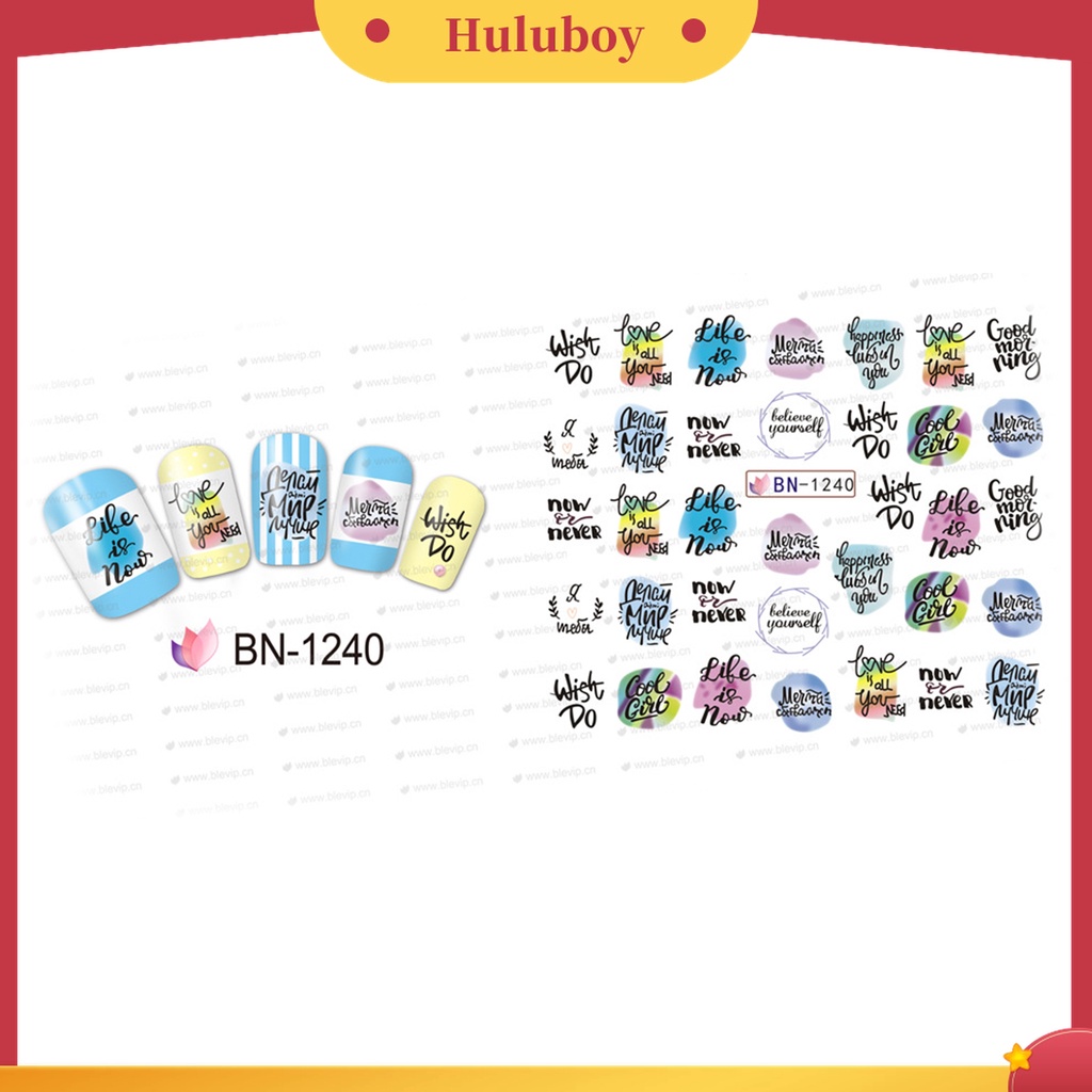 Huluboy Huluboy♡ Stiker Kuku Motif Tulisan Tahan Lama Untuk Festival