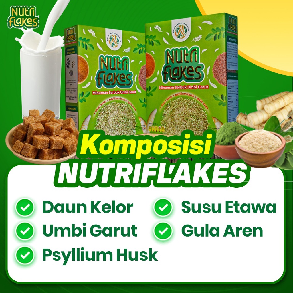 Nutriflakes - Original Minuman Umbi Garut Solusi Sehat Tanpa Diet Ketat Atasi Asam Lambung Maag Kronis Gerd Suplemen Makanan Diet Isi 280gr