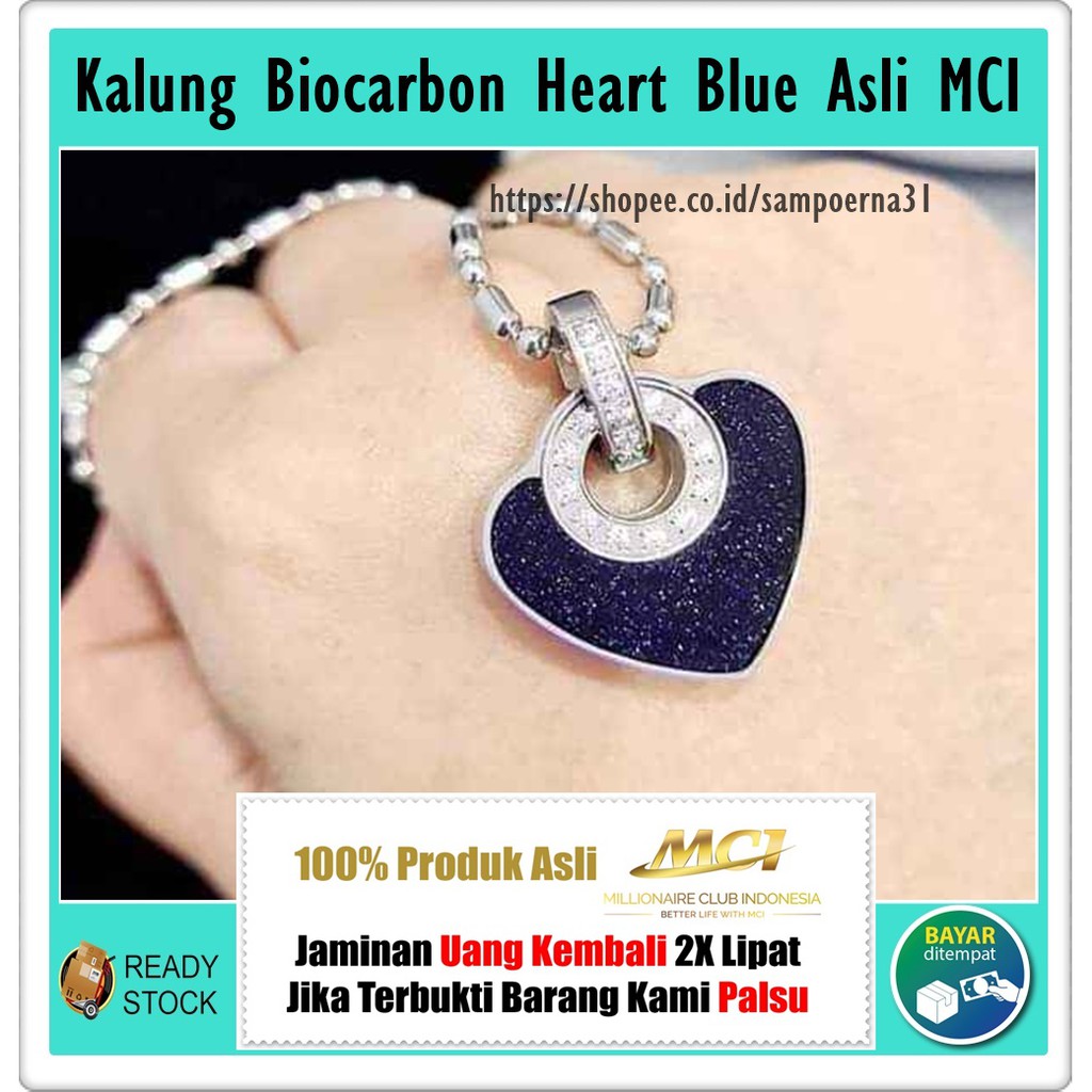 KALUNG BIOCARBON HEART MCI - Kalung Heart Blue MCI - Kalung Keshatan Original Mci - Kalung MCI Asli