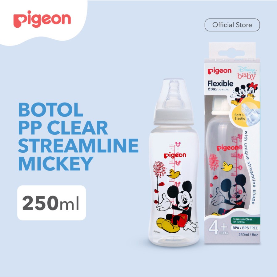 PIGEON Botol Susu PP Clear Streamline Disney Limited Edition 150ml / 240ml Botol Dot Bayi Pigeon Botol Mickey Minnie
