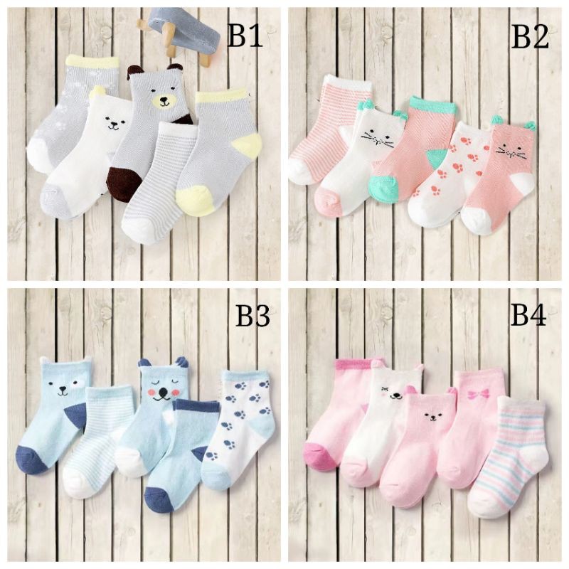 KK01 - KK12 [5 SET] KAOS KAKI BAYI ANAK IMPOR SOCKS LUCU KARAKTER KARTUN UNISEX [0-8] thn