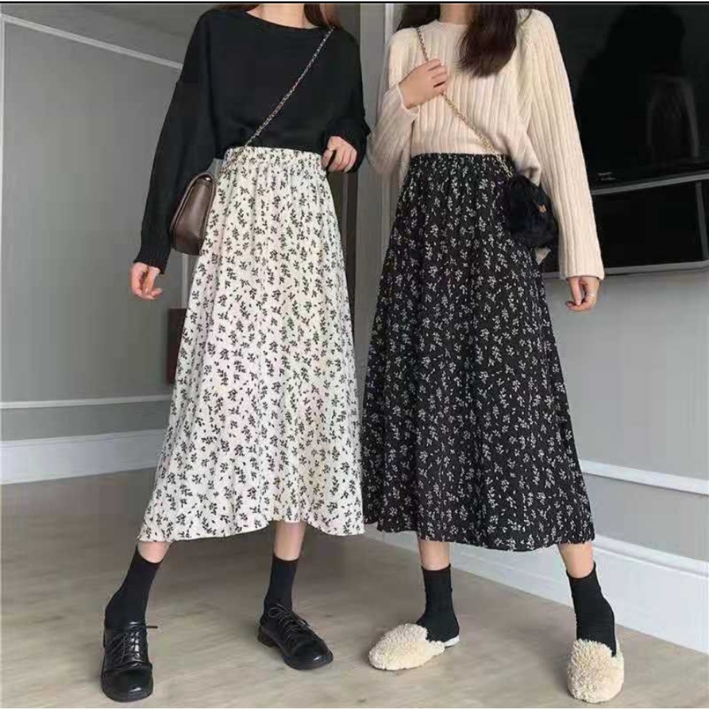 Flower skirt  / rok midi kekinian