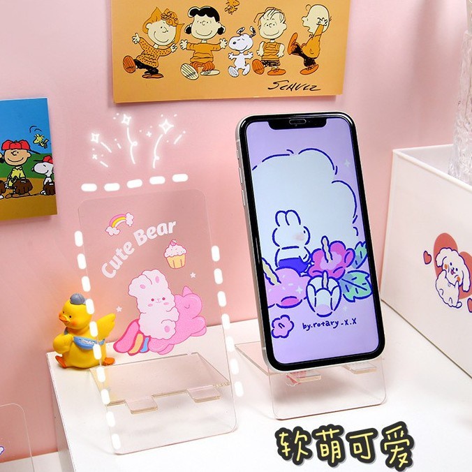 (BOW) Tempat Tatakan Stand Handphone Hp Bening Dengan Bentuk Unik Dan Lucu 0Q65