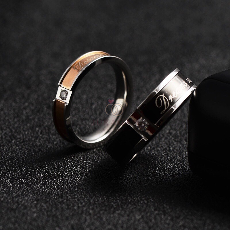 [HIGH QUALITY] Cincin Couple BUCIN R87 Titanium Ukir Nama + Box Cincin Beludru + BONUS Gelang Couple