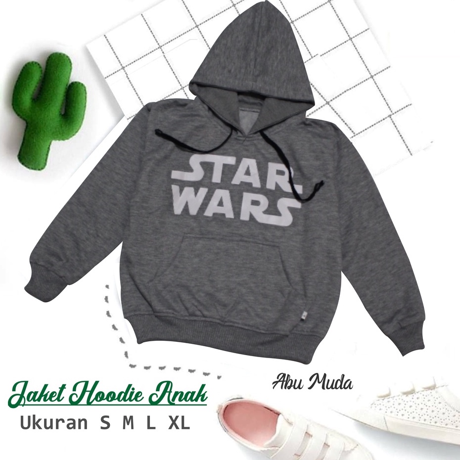 JAKET HOODIE ANAK SWEATER SABLON STARWARS TERBARU KEKINIAN BAHAN FLEECE USIA 2TAHUN SAMPAI 12TAHUN LAKI LAKI PEREMPUAN