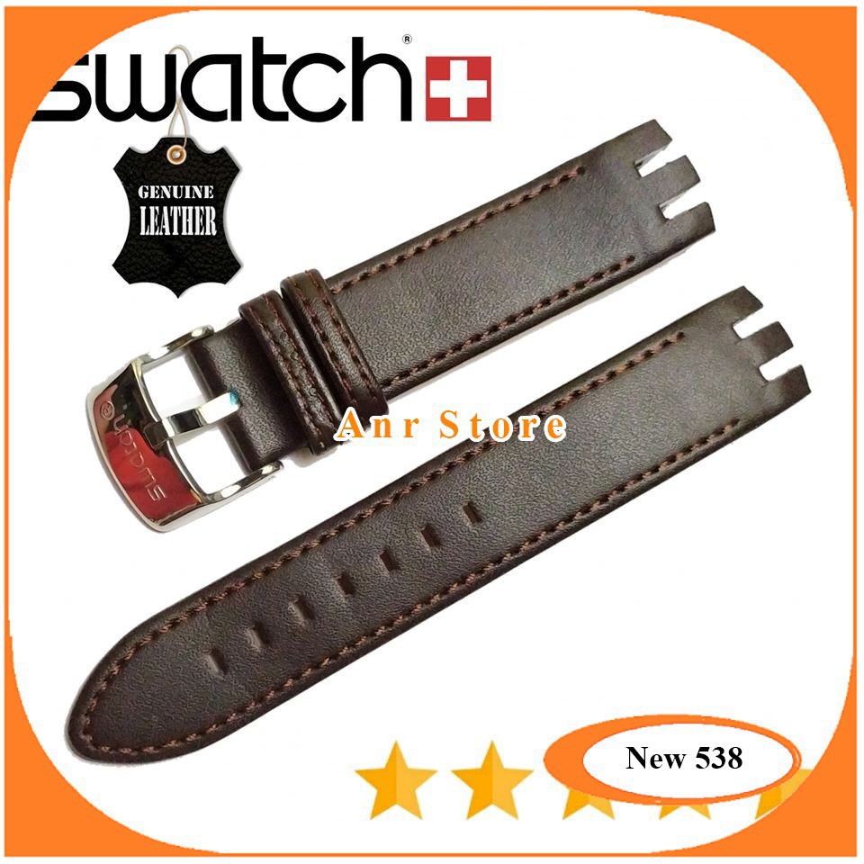 Tali Kulit Jam Tangan Swatch 21 mm Dark Brown