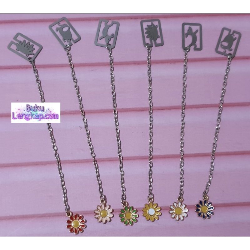 

Pembatas Buku rantai / bookmark bunga Bahan Metal Untuk Sekolah / Kantor 02