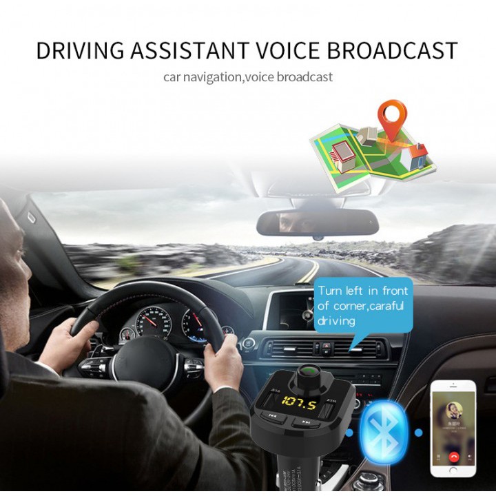 BT36 Bluetooth Handsfree Car Kit with FM Transmitter 3.1A 2 USB Port Charger Music Play